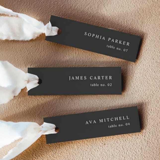 Moderne Noir Wedding Name Platzkarten (Delivered Untrimmed)