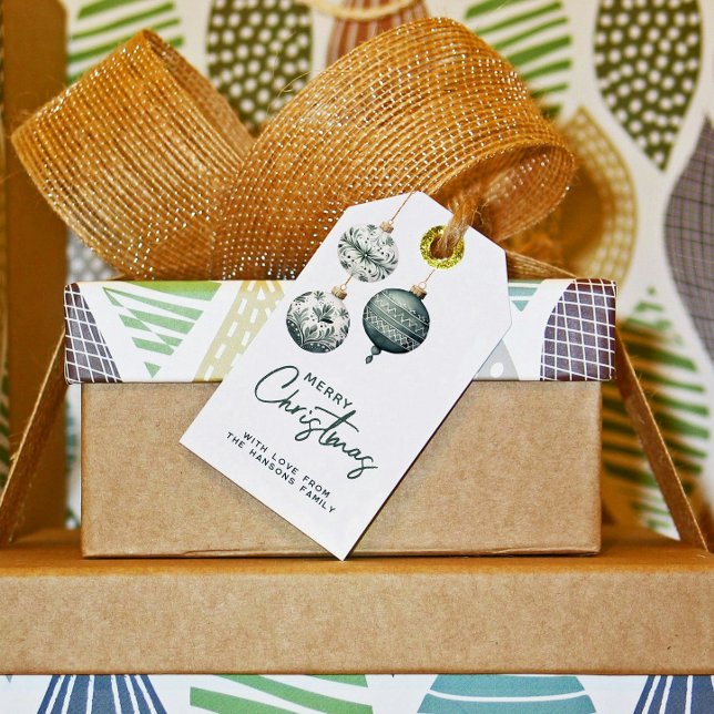 Moderne nordische Ornamente Frohe Weihnachten Geschenkanhänger (Von Creator hochgeladen)