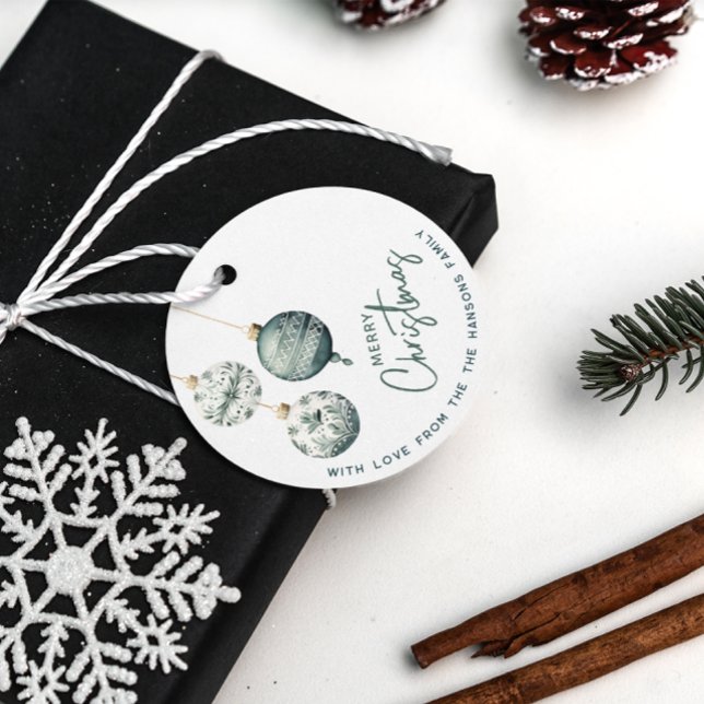 Moderne nordische Ornamente Frohe Weihnachten Geschenkanhänger (Von Creator hochgeladen)