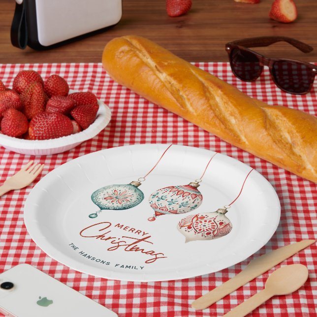 Moderne nordische Ornamente Frohe Weihnachten Pappteller (Picknick)