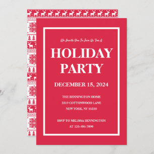 Moderne Nordische Rot-Weiß-Muster-Feier Einladung