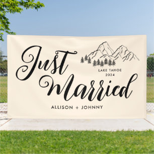 Moderne nur verheiratete Hochzeitsempfehlung Rusti Banner