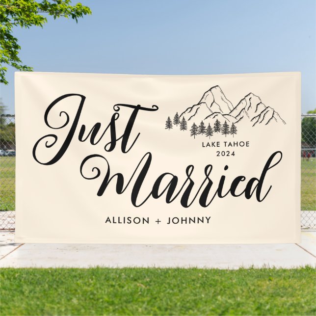 Moderne nur verheiratete Hochzeitsempfehlung Rusti Banner (Außenbereich)