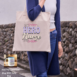 Moderne Nurse Hero PINKS & VIOLET Typografie Tragetasche