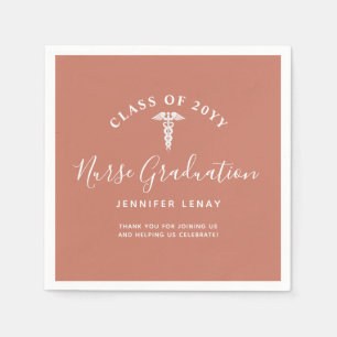 Moderne Nursing Grad Terracotta Personalisiert Serviette