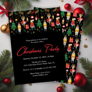 Moderne Nutcracker Black Christmas Holiday Party Einladung