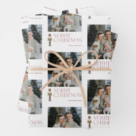 Moderne Nutcracker Frohe Weihnachts-Foto Typografi Geschenkpapier Set