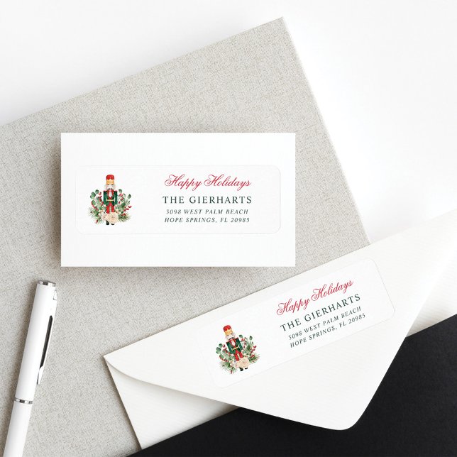 Moderne Nutcracker Happy Holidays Rücksendeadresse (Christmas Nutcracker Family Return Address Label)