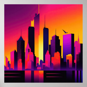 Moderne NYC Skyline Graphic Poster
