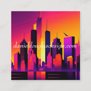 Moderne NYC Skyline Graphic Quadratische Visitenkarte