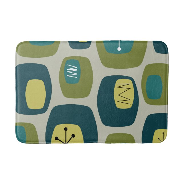 Moderne Oblongs Olive Green Badematte (Vorderseite)