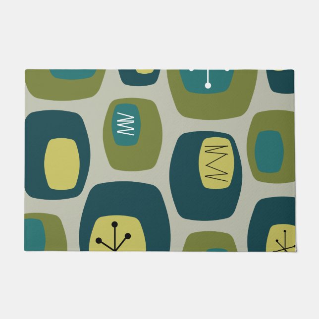 Moderne Oblongs Olive Green Fußmatte (Vorderseite)