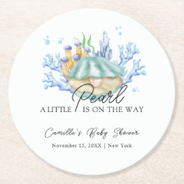 Moderne Ocean Pearl unter der Sea Baby Dusche Runder Pappuntersetzer