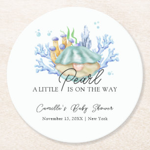 Moderne Ocean Pearl unter der Sea Baby Dusche Runder Pappuntersetzer