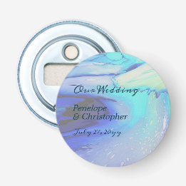 Moderne Ocean Water Blue Abstrakt Beach Hochzeit Flaschenöffner