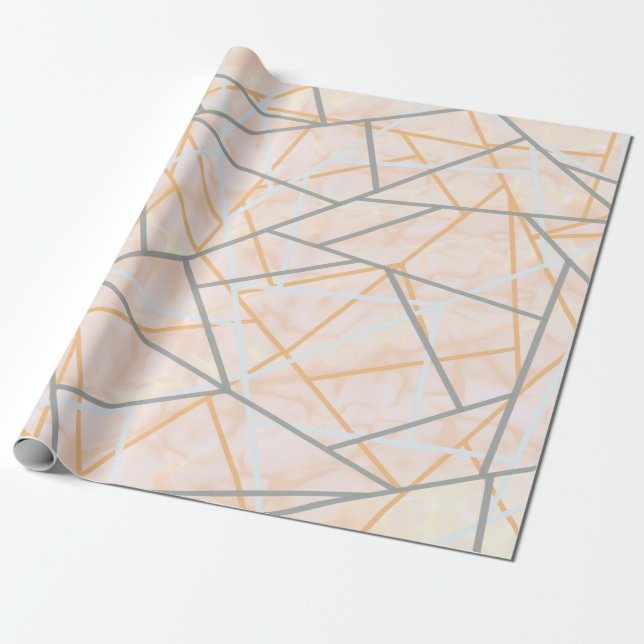 Moderne Ocker- und Gray Geometric Lines Geschenkpapier (Ungerollt)