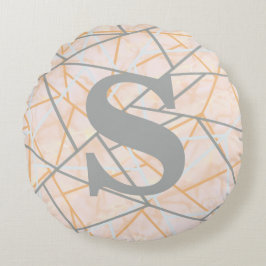 Moderne Ocker- und Gray Geometric Lines Rundes Kissen