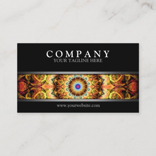 Moderne ockerhaltige Mandala Visitenkarte (Vorderseite)