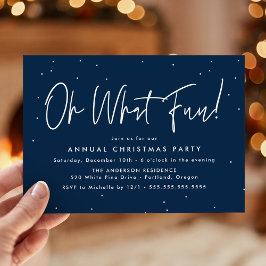 Moderne Oh, was Spaß Script Navy Holiday Party Einladung