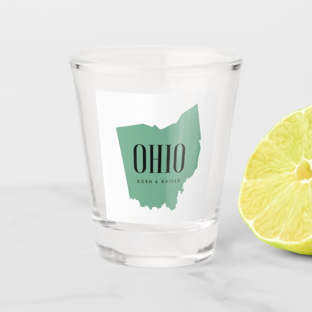 Moderne Ohio Staat Silhouette Schnapsglas (Vorderseite)