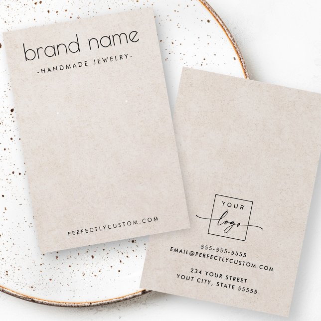 Moderne Ohrring-Grafikkarte mit hellbrauner Textur (Light brown texture modern earring display card)