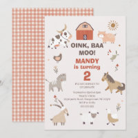 Moderne Oink Baa Moo Farm Geburtstagseinladung