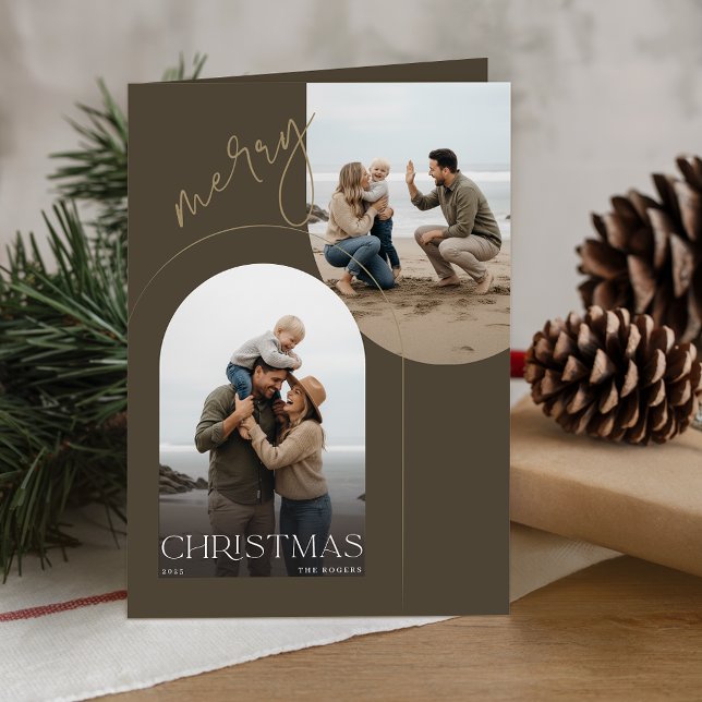 Moderne Olive 3 Strand Foto Weihnachten Gefaltet (Von Creator hochgeladen)