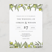 Moderne Olive Branch Hochzeitseinladung