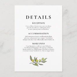 Moderne Olive Branch Hochzeitsgast-Informationen Begleitkarte