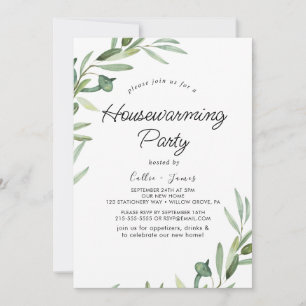 Moderne Olive Branch Housewarming Party Einladung
