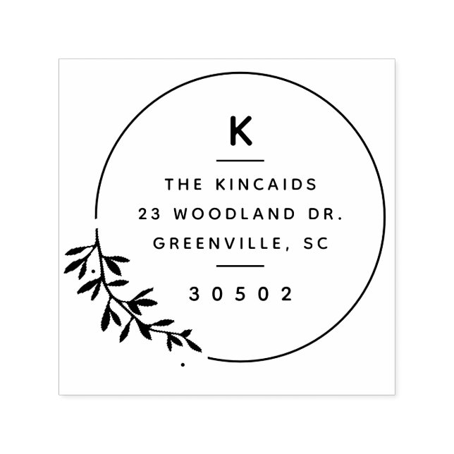 Moderne Olive Branch Rücksendeadresse für Monogram Permastempel (Design)