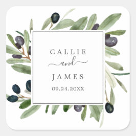 Moderne Olive Branch Wedding Umschlag Aufkleber