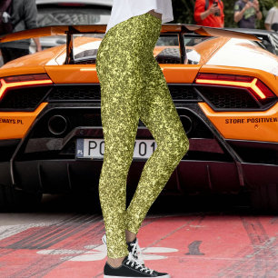Moderne Olive Grau Gelb Glitter Festtagsmuster Leggings