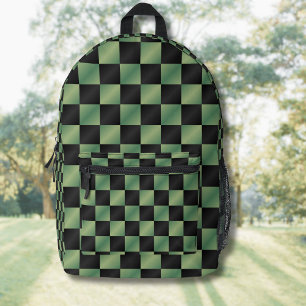 Moderne Olive Green Black Farbverlauf Karo Bedruckter Rucksack