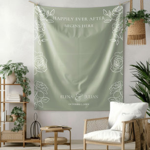 Moderne Olive Green French Rose Hochzeitstorte Wandteppich