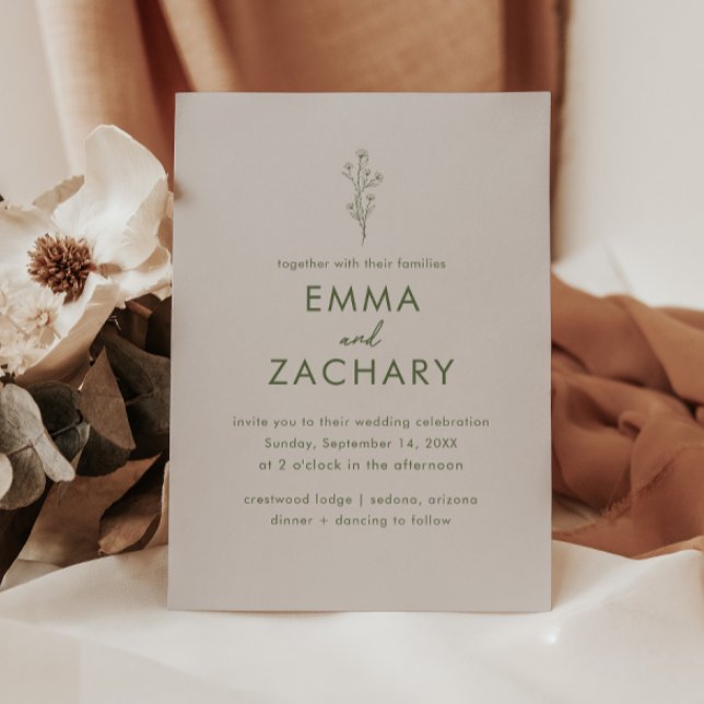 Moderne Olive Green & Gray Wedding Einladung (Von Creator hochgeladen)