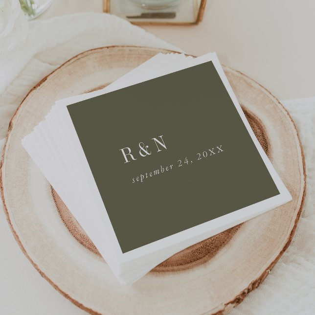 Moderne Olive Green Monogram Wedding Serviette (Von Creator hochgeladen)