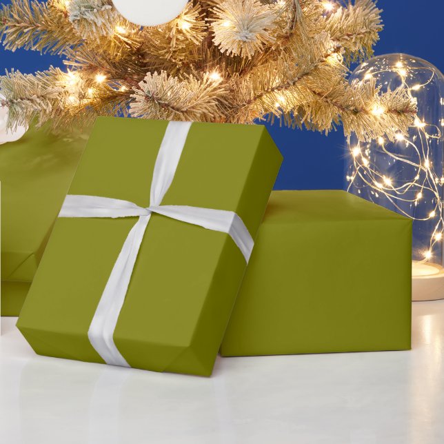 Moderne Olive Green Schlicht Solid Color Geschenkpapier (Feiertage)