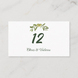 Moderne Olive Green Tischnummer Platzkarte