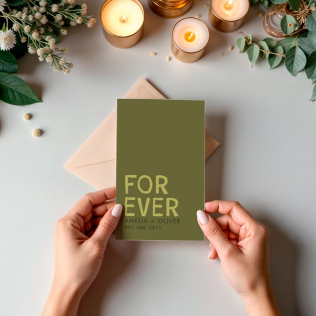 Moderne Olive Green Typografy | Dicke Streifen zur Einladung (Von Creator hochgeladen)