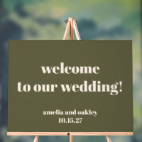 Moderne Olive Green Wedding Willkommen