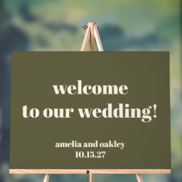 Moderne Olive Green Wedding Willkommen Acrylschild