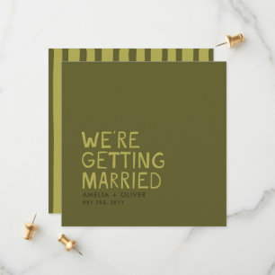 Moderne Olive-Grün-Typografie   Fetter gestreifter Save The Date