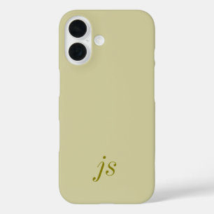 Moderne Olive-Grün Weiße Monogramm Name iPhone 16 Hülle