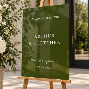 Moderne Oliven-Grüne Minimalistische Hochzeit Acrylschild