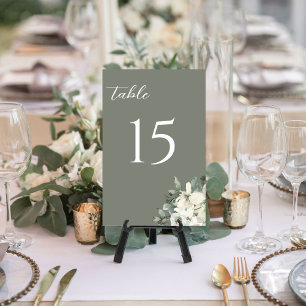 Moderne Oliven-grüne Wasserfarben Florale Hochzeit Tischnummer