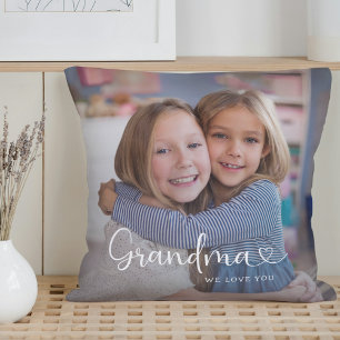 Moderne Oma wir lieben dich süßes Herz 2 Fotos Kissen