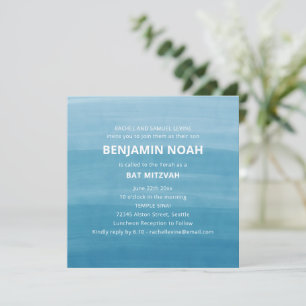 Moderne Ombre-Gradient-Ozean-Tealblaue Bar Mizwa Einladung