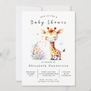 Moderne Online Giraffe Baby Dusche Einladung