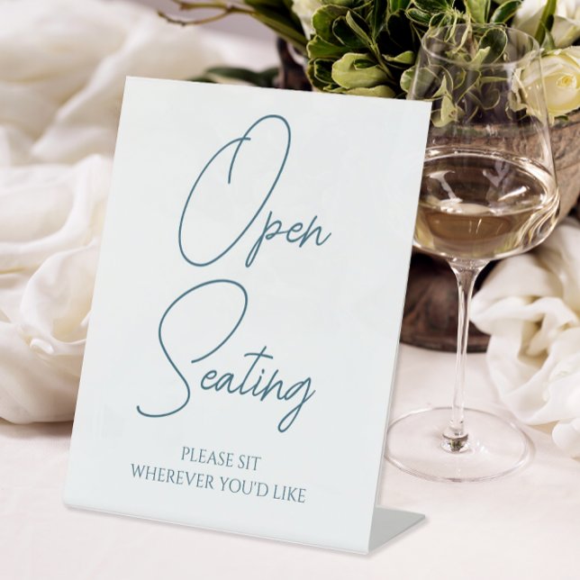Moderne Open Seating Wedding Sockelschild (Open seating wedding reception sign)